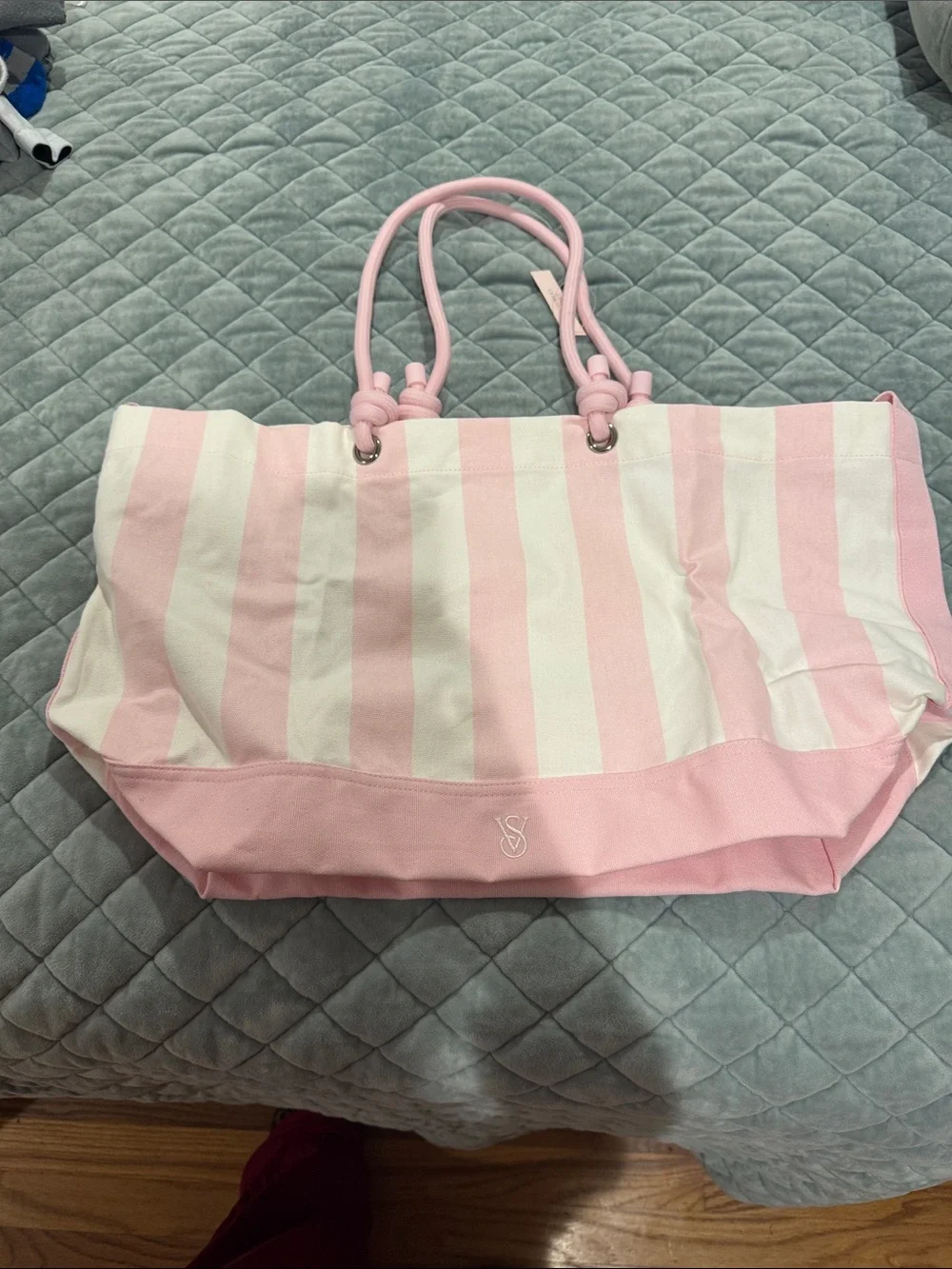 NWT Victoria Secret heritage stripe rope tote - Picture 2 of 6